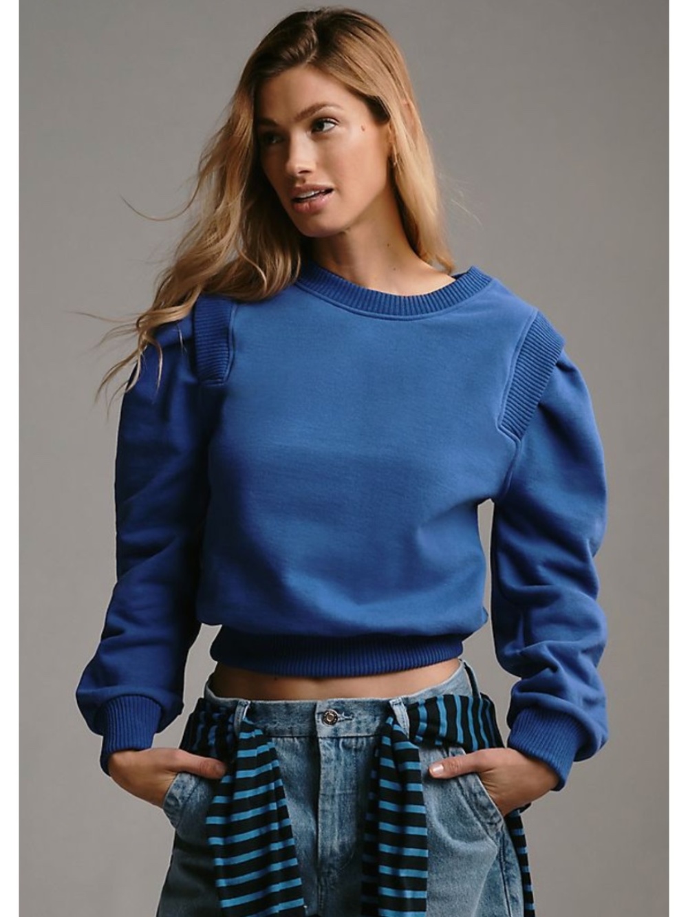 MOTHER The Ribbed Push & Shove Cotton Sweatshirt Medium